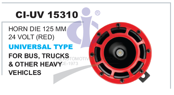HORN DIE 125 MM 24 VOLT (RED) UNIVERSAL TYPE FOR BUS, TRUCKS & OTHER HEAVY VEHICLES