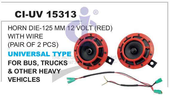 RED GRILL HORN WITH WIRE DIE-125 MM 12VOLT (PAIR OF 2 PCS) UNIVERSAL TYPE 