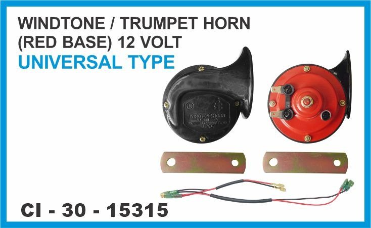 HORN WINDTONE / TRUMPET (RED BASE) 12V UNIVERSAL TYPE