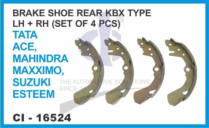 BRAKE SHOE REAR KBX TYPE LH/RH ( SET OF 4 PCS ) TATA ACE MAHINDRA MAXXIMO SUZUKI ESTEEM