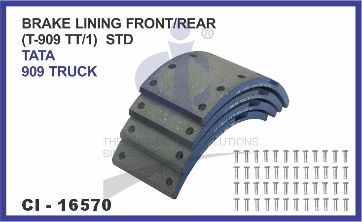 BRAKE LINING FRONT/REAR SET OF 4 PCS  (T-909 TT/1) STD TATA 909 TRUCK