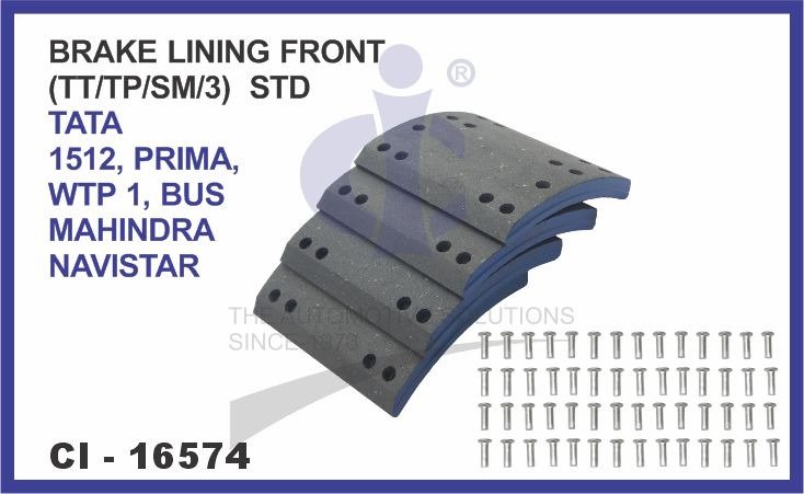 BRAKE LINING FRONT  SET OF 4 PCS (TT/TP/SM/3) STD TATA 1512, PRIMA, WTP 1, BUS MAHINDRA NAVISTAR