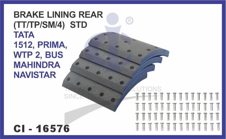 BRAKE LINING REAR SET OF 4 PCS (TT/TP/SM/4) STD TATA 1512, PRIMA, WTP 2, BUS MAHINDRA NAVISTAR
