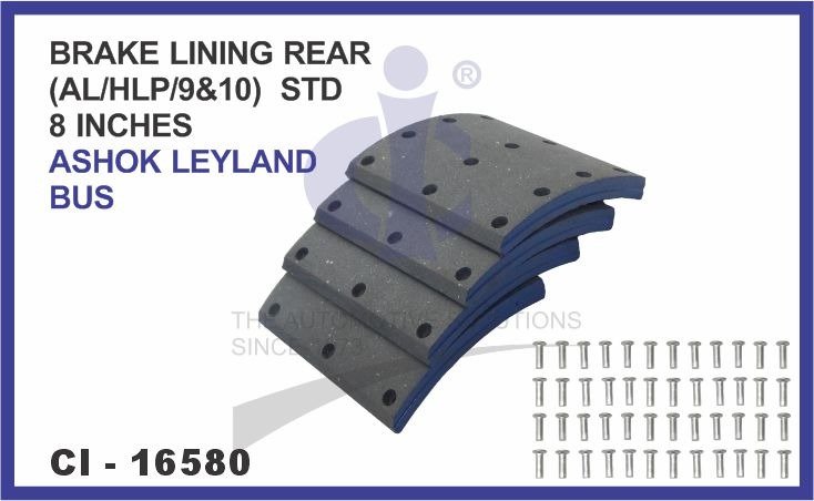 BRAKE LINING REAR SET OF 4 PCS (AL/HLP/9&10) STD 8 INCHES ASHOK LEYLAND BUS